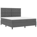 vidaXL Pat cu arcuri cu saltea Gri închis 180 x 200 cm țesătură vidaXL Pat cu arcuri cu saltea Gri închis 180 x 200 cm țesătură