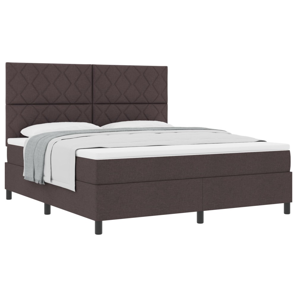 vidaXL Pat cu arcuri cu saltea Maro închis 180 x 200 cm țesătură