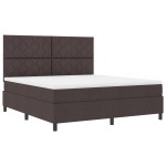 vidaXL Pat cu arcuri cu saltea Maro închis 180 x 200 cm țesătură vidaXL Pat cu arcuri cu saltea Maro închis 180 x 200 cm țesătură