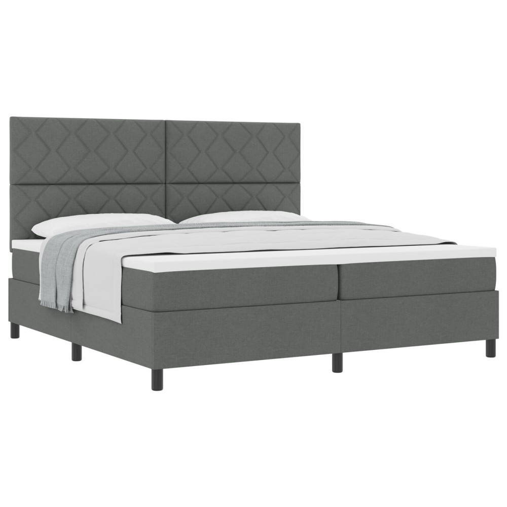 vidaXL Pat cu arcuri cu saltea Gri închis 200 x 200 cm țesătură