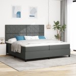 vidaXL Pat cu arcuri cu saltea Gri închis 200 x 200 cm țesătură vidaXL Pat cu arcuri cu saltea Gri închis 200 x 200 cm țesătură