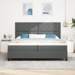 vidaXL Pat cu arcuri cu saltea Gri închis 200 x 200 cm țesătură vidaXL Pat cu arcuri cu saltea Gri închis 200 x 200 cm țesătură