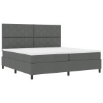 vidaXL Pat cu arcuri cu saltea Gri închis 200 x 200 cm țesătură vidaXL Pat cu arcuri cu saltea Gri închis 200 x 200 cm țesătură