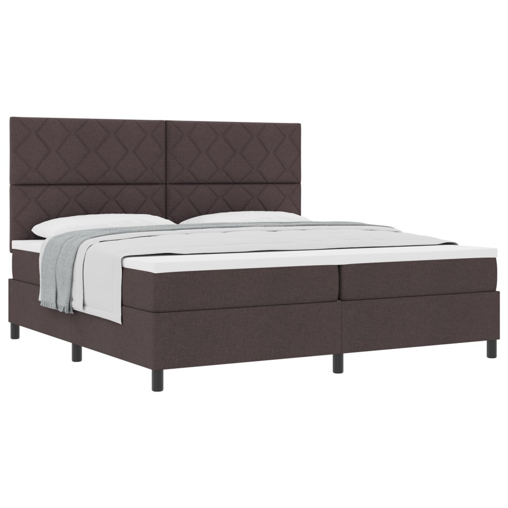 vidaXL Pat cu arcuri cu saltea Maro închis 200 x 200 cm țesătură