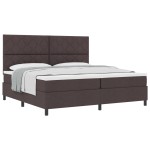 vidaXL Pat cu arcuri cu saltea Maro închis 200 x 200 cm țesătură vidaXL Pat cu arcuri cu saltea Maro închis 200 x 200 cm țesătură