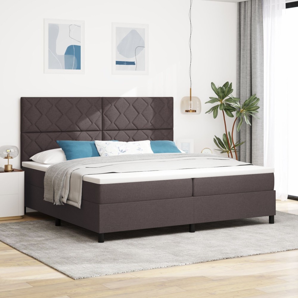 vidaXL Pat cu arcuri cu saltea Maro închis 200 x 200 cm țesătură