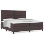 vidaXL Pat cu arcuri cu saltea Maro închis 200 x 200 cm țesătură vidaXL Pat cu arcuri cu saltea Maro închis 200 x 200 cm țesătură