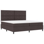 vidaXL Pat cu arcuri cu saltea Maro închis 200 x 200 cm țesătură vidaXL Pat cu arcuri cu saltea Maro închis 200 x 200 cm țesătură