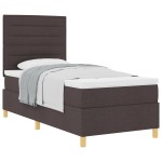 vidaXL Pat cu arcuri cu saltea Maro închis 80 x 200 cm țesătură vidaXL Pat cu arcuri cu saltea Maro închis 80 x 200 cm țesătură