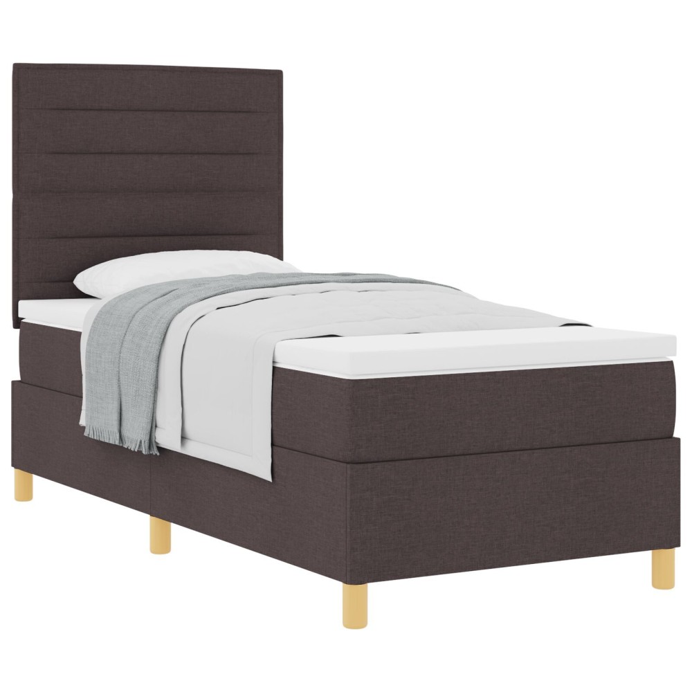 vidaXL Pat cu arcuri cu saltea Maro închis 90 x 200 cm țesătură