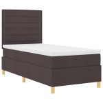 vidaXL Pat cu arcuri cu saltea Maro închis 90 x 200 cm țesătură vidaXL Pat cu arcuri cu saltea Maro închis 90 x 200 cm țesătură