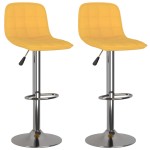 vidaXL Scaune de bar, 2 buc., galben, material textil vidaXL Scaune de bar, 2 buc., galben, material textil