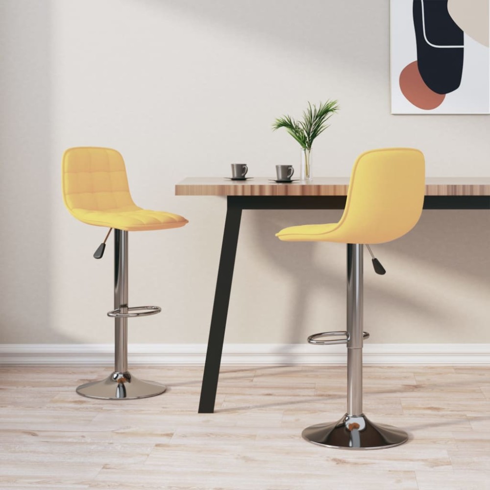 vidaXL Scaune de bar, 2 buc., galben, material textil