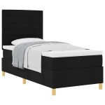 vidaXL Pat cu arcuri cu saltea Negru 100 x 200 cm țesătură vidaXL Pat cu arcuri cu saltea Negru 100 x 200 cm țesătură