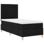 vidaXL Pat cu arcuri cu saltea Negru 100 x 200 cm țesătură vidaXL Pat cu arcuri cu saltea Negru 100 x 200 cm țesătură