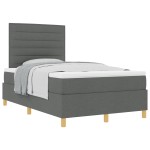 vidaXL Pat cu arcuri cu saltea Gri închis 120 x 190 cm țesătură vidaXL Pat cu arcuri cu saltea Gri închis 120 x 190 cm țesătură
