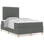 vidaXL Pat cu arcuri cu saltea Gri închis 120 x 190 cm țesătură vidaXL Pat cu arcuri cu saltea Gri închis 120 x 190 cm țesătură