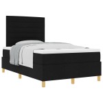 vidaXL Pat cu arcuri cu saltea Negru 120 x 190 cm țesătură vidaXL Pat cu arcuri cu saltea Negru 120 x 190 cm țesătură