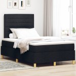 vidaXL Pat cu arcuri cu saltea Negru 120 x 190 cm țesătură vidaXL Pat cu arcuri cu saltea Negru 120 x 190 cm țesătură