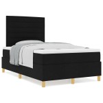 vidaXL Pat cu arcuri cu saltea Negru 120 x 190 cm țesătură vidaXL Pat cu arcuri cu saltea Negru 120 x 190 cm țesătură