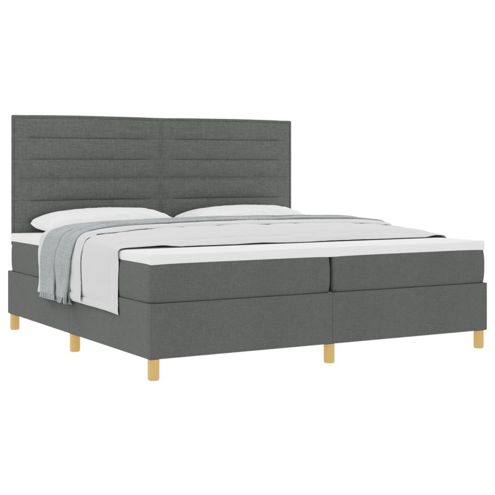 vidaXL Pat cu arcuri cu saltea Gri închis 200 x 200 cm țesătură