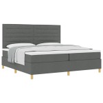 vidaXL Pat cu arcuri cu saltea Gri închis 200 x 200 cm țesătură vidaXL Pat cu arcuri cu saltea Gri închis 200 x 200 cm țesătură