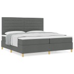 vidaXL Pat cu arcuri cu saltea Gri închis 200 x 200 cm țesătură vidaXL Pat cu arcuri cu saltea Gri închis 200 x 200 cm țesătură