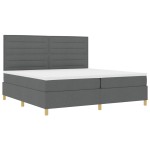 vidaXL Pat cu arcuri cu saltea Gri închis 200 x 200 cm țesătură vidaXL Pat cu arcuri cu saltea Gri închis 200 x 200 cm țesătură