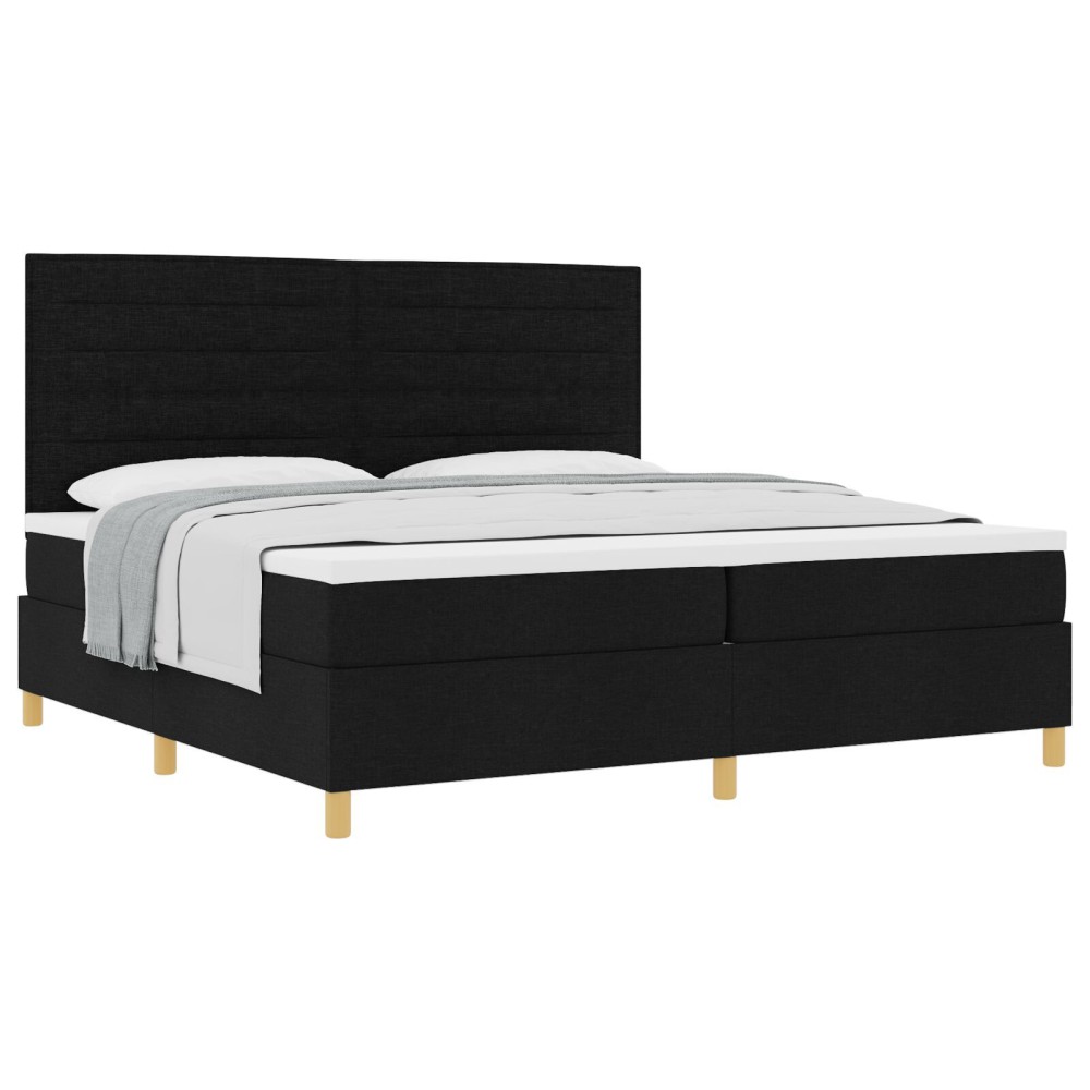 vidaXL Pat cu arcuri cu saltea Negru 200 x 200 cm țesătură