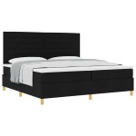 vidaXL Pat cu arcuri cu saltea Negru 200 x 200 cm țesătură vidaXL Pat cu arcuri cu saltea Negru 200 x 200 cm țesătură
