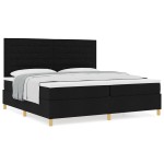 vidaXL Pat cu arcuri cu saltea Negru 200 x 200 cm țesătură vidaXL Pat cu arcuri cu saltea Negru 200 x 200 cm țesătură