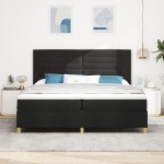 vidaXL Pat cu arcuri cu saltea Negru 200 x 200 cm țesătură vidaXL Pat cu arcuri cu saltea Negru 200 x 200 cm țesătură