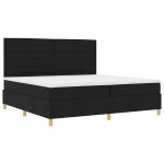vidaXL Pat cu arcuri cu saltea Negru 200 x 200 cm țesătură vidaXL Pat cu arcuri cu saltea Negru 200 x 200 cm țesătură