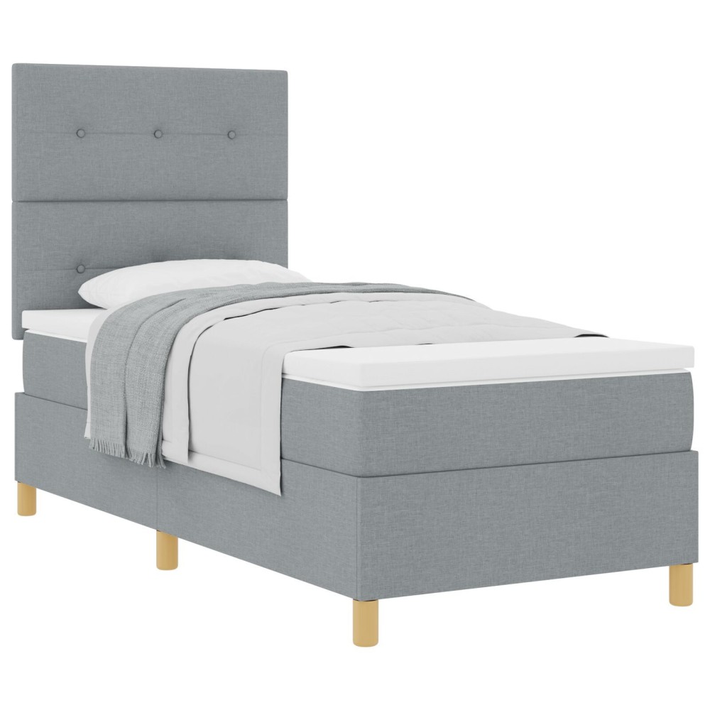 vidaXL Pat cu arcuri cu saltea Gri deschis 80 x 200 cm țesătură