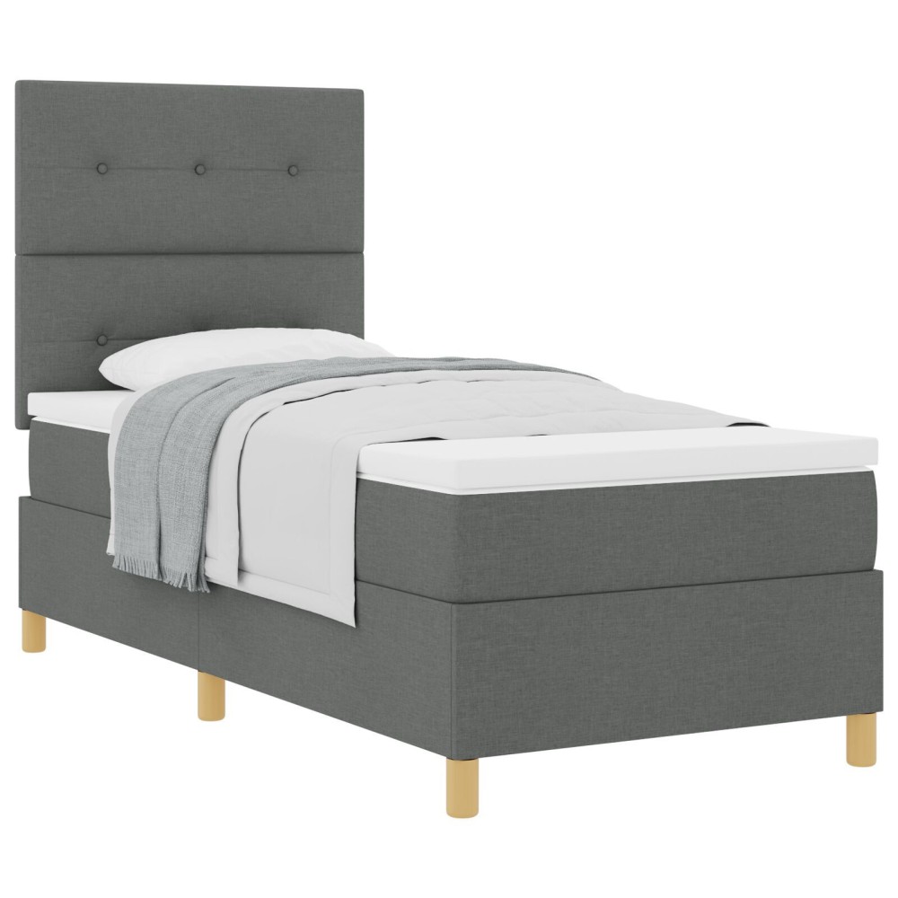 vidaXL Pat cu arcuri cu saltea Gri închis 80 x 200 cm țesătură