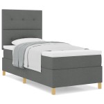 vidaXL Pat cu arcuri cu saltea Gri închis 80 x 200 cm țesătură vidaXL Pat cu arcuri cu saltea Gri închis 80 x 200 cm țesătură