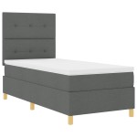 vidaXL Pat cu arcuri cu saltea Gri închis 80 x 200 cm țesătură vidaXL Pat cu arcuri cu saltea Gri închis 80 x 200 cm țesătură