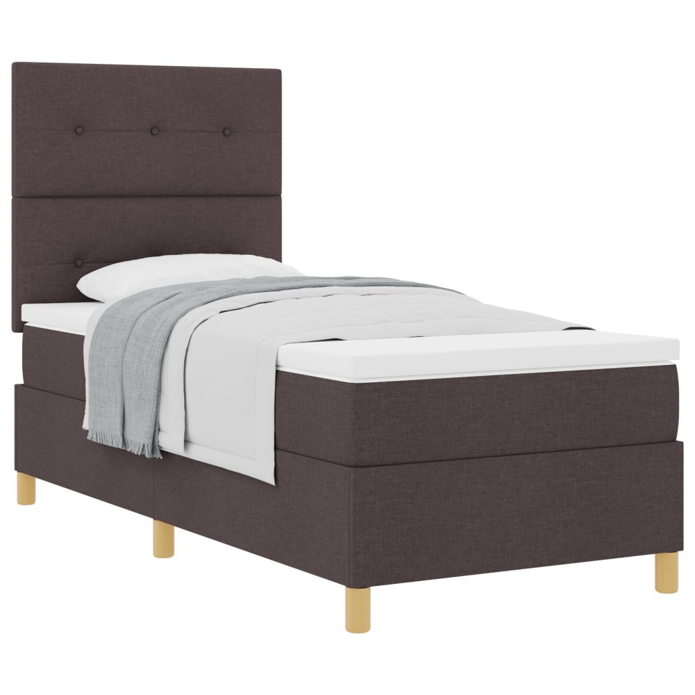 vidaXL Pat cu arcuri cu saltea Maro închis 90 x 200 cm țesătură