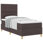 vidaXL Pat cu arcuri cu saltea Maro închis 90 x 200 cm țesătură vidaXL Pat cu arcuri cu saltea Maro închis 90 x 200 cm țesătură