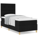 vidaXL Pat cu arcuri cu saltea Negru 100 x 200 cm țesătură vidaXL Pat cu arcuri cu saltea Negru 100 x 200 cm țesătură