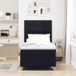 vidaXL Pat cu arcuri cu saltea Negru 100 x 200 cm țesătură vidaXL Pat cu arcuri cu saltea Negru 100 x 200 cm țesătură
