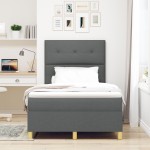 vidaXL Pat cu arcuri cu saltea Gri închis 120 x 190 cm țesătură vidaXL Pat cu arcuri cu saltea Gri închis 120 x 190 cm țesătură