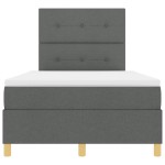 vidaXL Pat cu arcuri cu saltea Gri închis 120 x 190 cm țesătură vidaXL Pat cu arcuri cu saltea Gri închis 120 x 190 cm țesătură