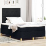 vidaXL Pat cu arcuri cu saltea Negru 120 x 200 cm țesătură vidaXL Pat cu arcuri cu saltea Negru 120 x 200 cm țesătură