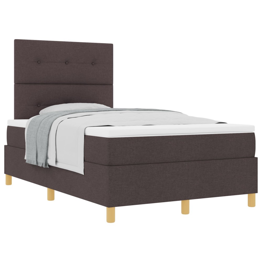 vidaXL Pat cu arcuri cu saltea Maro închis 120 x 200 cm țesătură