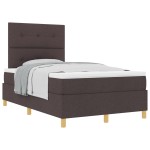 vidaXL Pat cu arcuri cu saltea Maro închis 120 x 200 cm țesătură vidaXL Pat cu arcuri cu saltea Maro închis 120 x 200 cm țesătură