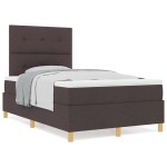 vidaXL Pat cu arcuri cu saltea Maro închis 120 x 200 cm țesătură vidaXL Pat cu arcuri cu saltea Maro închis 120 x 200 cm țesătură