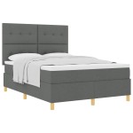 vidaXL Pat cu arcuri cu saltea Gri închis 160 x 200 cm țesătură vidaXL Pat cu arcuri cu saltea Gri închis 160 x 200 cm țesătură