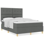 vidaXL Pat cu arcuri cu saltea Gri închis 160 x 200 cm țesătură vidaXL Pat cu arcuri cu saltea Gri închis 160 x 200 cm țesătură
