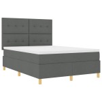 vidaXL Pat cu arcuri cu saltea Gri închis 160 x 200 cm țesătură vidaXL Pat cu arcuri cu saltea Gri închis 160 x 200 cm țesătură